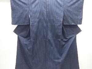 アンティーク　縞織出し手織り紬着物